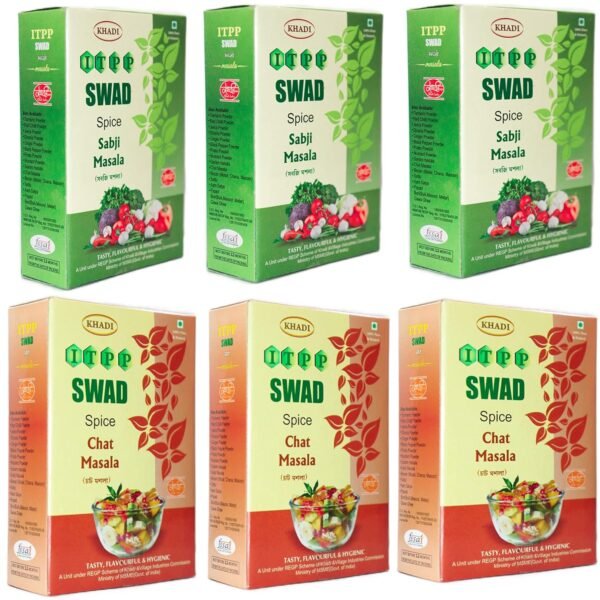 ITPP SWAD Pure Chat Masala and Sabji Masala, Classic Indian Spices, No Added Colors and No Preservatives,150g Each (Pack of 6)
